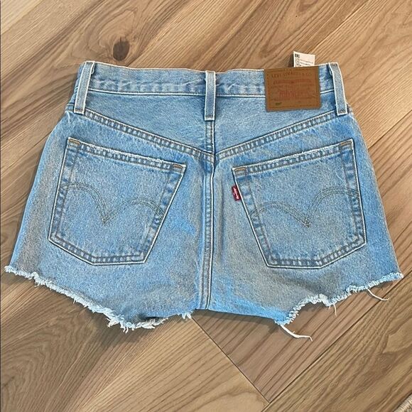Levi's 501 Light Blue Distressed Jean Shorts - Picture 6 of 6